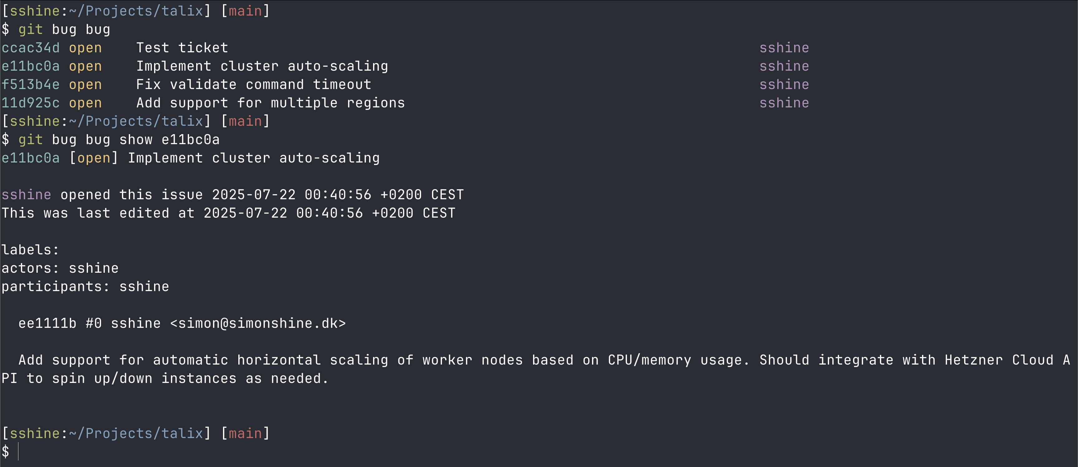 git bug bug